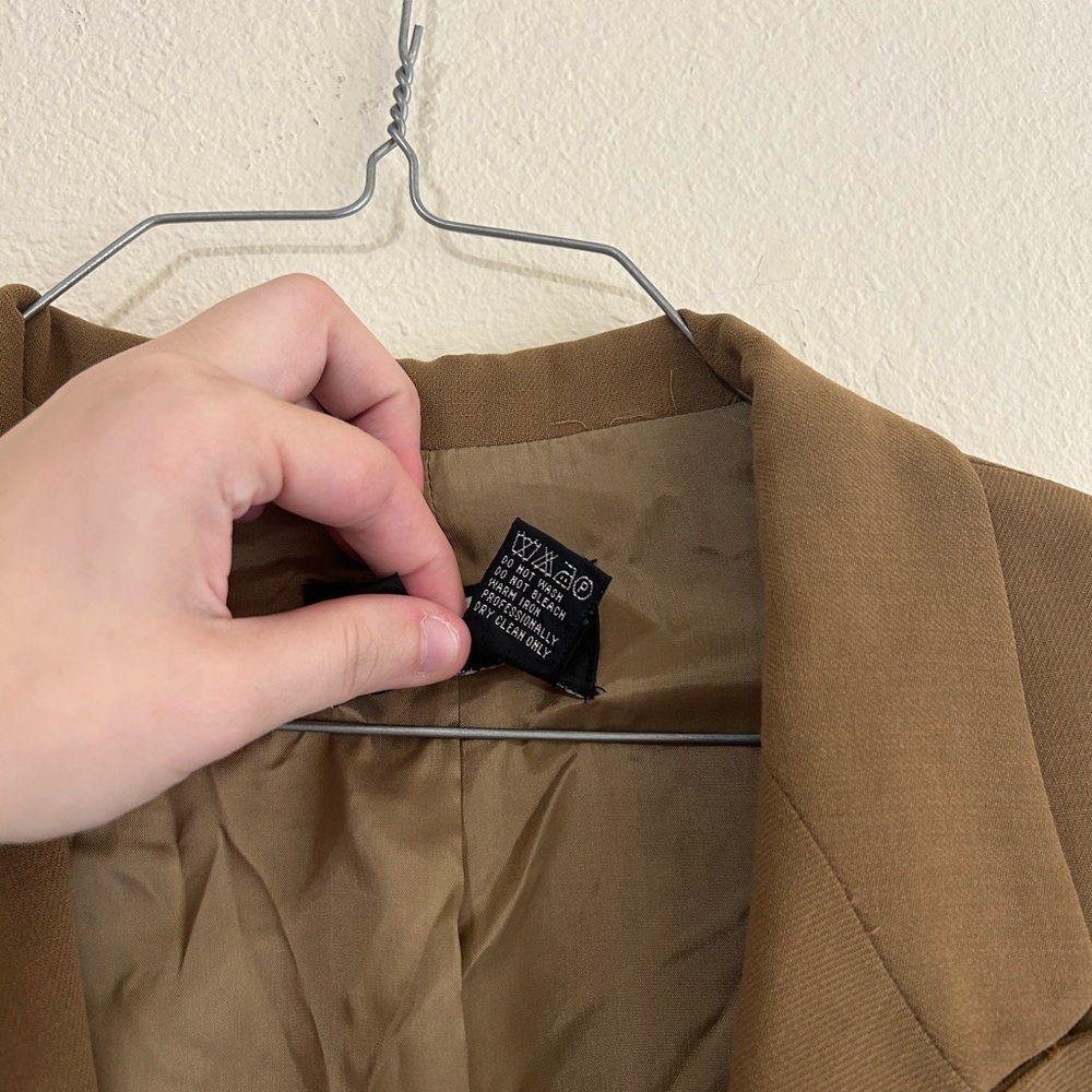 Vintage 90s DKNY Donna Karan 100% Wool Blazer Jacket Brown Business Size 4 Women - Picture 9 of 9
